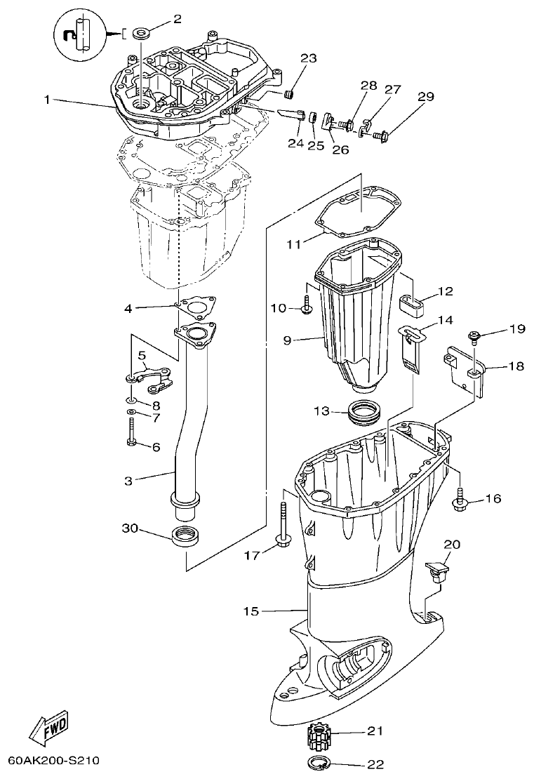 Yamaha F50DET, FT50CET UPPER CASING parts diagram